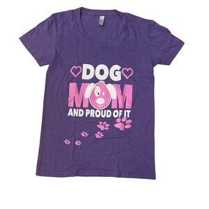 American Apparel Dog Mom And Proud Of It Graphic T Shirt Purple Women's Medium